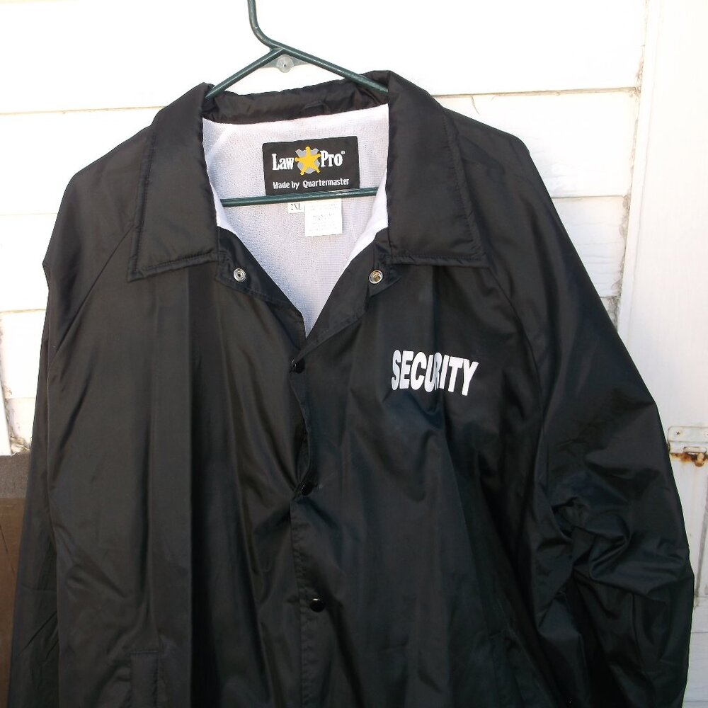 Security Bundle – Unisex 2X Black Jacket + Plastic Badge + USA Flag pin - Picture 2 of 7